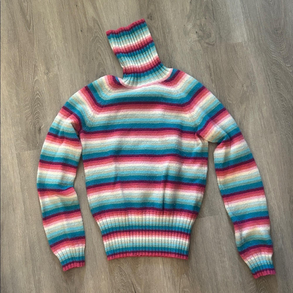 Y2K Gap Multi Striped Turtleneck Ribbed Sweater